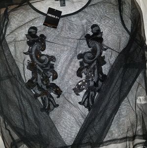Black forever 21 mesh & sequin top